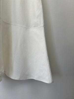 Loewe X Paula
s Ibiza White Mid-Sleeve Ribbed Midi Dress with Pockets and Neck Tie Detail FR 38 (UK 10)