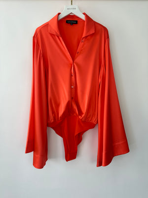 Retrofete Coral Long Sleeve Bodysuit with Button Detail Size XS (UK 6)