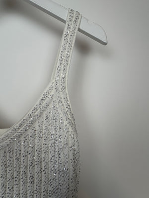 Missoni White Knit Sleeveless Mini Dress with Sequin Details IT 40 (UK 8)