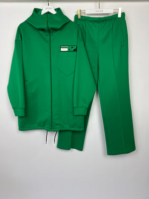 Prada Menswear Green Logo Zip-Up Jacket and Joggers Tracksuit Set Size S/M