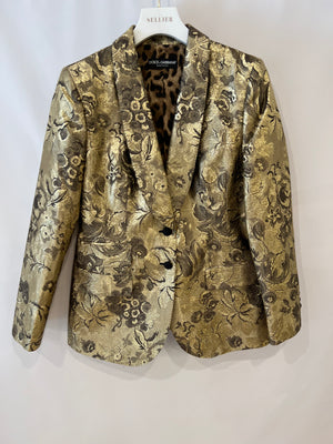 Dolce 
Gabbana Metallic Gold Floral Brocade Blazer Jacket Size IT 46 (UK 14)