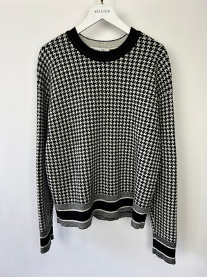 Christian Dior Black Houndstooth Long Sleeve Logo Jumper Size FR 34 (UK 6)