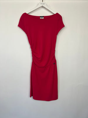 Chanel Hot Pink Short Sleeve Dress with Draped Side Detail Size FR 38 (UK 10)