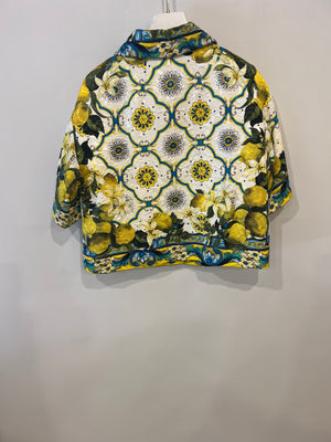 Dolce 
Gabbana Multicolour Lemon Printed Jacquard Skirt and Jacket Set Size IT 38 (UK 6)