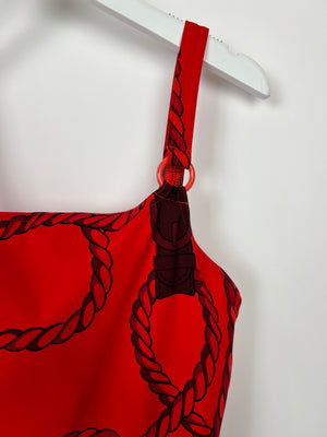 Hermès Red Cordelieres Jer One-Piece Swimsuit Size FR 36 (UK 8)