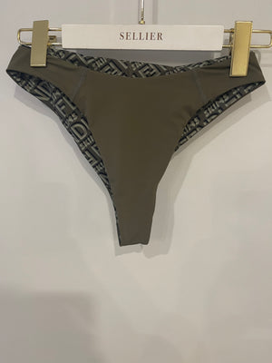 Fendi X Skims Khaki Longsleeve Swimwear Set Monogram Print Size S (UK 8)