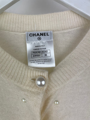 *FIRE PRICE* Chanel Cream Pearl Mohair Cardigan Size 38 (UK 10)