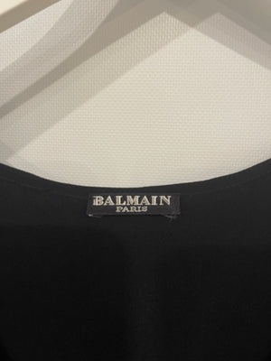 Balmain Black Sleeveless Top with Embellishment Detail FR 36 (UK 8)