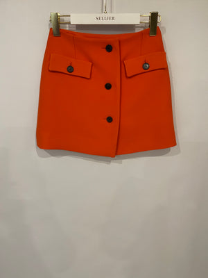 Dior Orange Mini Skirt with Pocket and Button Details Detail Size FR 36 (UK 8)