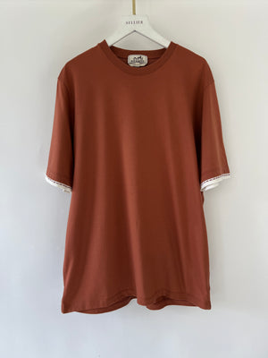 Hermès Orange Short Sleeve T-shirt with Stitched Arm Detail Size FR 46 (UK 36)