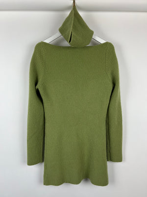 Arch4 Green Cashmere Jumper with Detachable Neck Scarf Size L (UK 14)