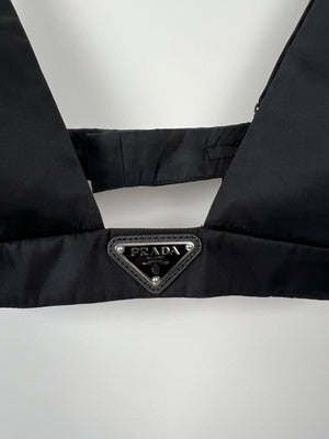 Prada Black Re-Nylon Bralette Top with Logo Size IT 40 (UK 8) RRP £590