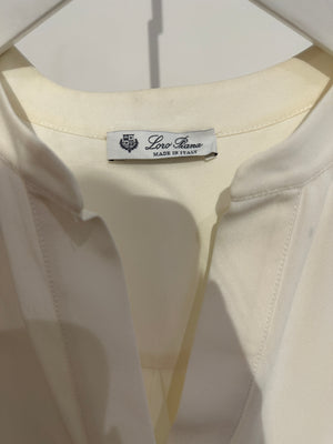 Loro Piana White V Neck Short Sleeve Silk Blouse IT 38 (UK 6)