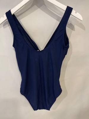 Karla Colletto Navy Swimsuit with Drawstring Lacing Detail Size UK 10