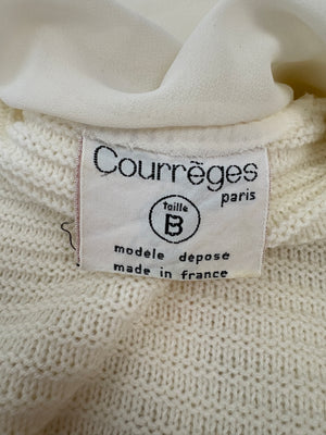 Courreges Vintage Cream Knit Sleeveless Top With Logo Embroidery Detail Size S (UK 8)