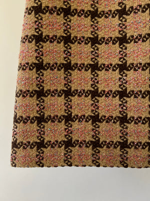 Gucci Brown Checked Lamé Tweed Mini Skirt Size IT 44 (UK 14)