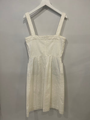 Stella Mccartney White Denim Midi Dress with Silver Logo Buttons Size IT 42 (UK 10)