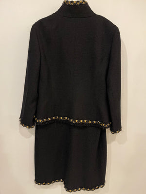 Chanel Black Sleeveless Tweed Dress and Jacket Set with Embellished Button Details Size FR 40/44 (UK 12/16)