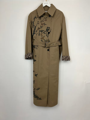 Christian Dior Beige AW22 Trench Coat with Dior Oblique Lining and Cuff Details with Garden Print Details FR 34 (UK 6)