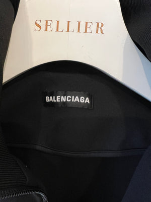 Balenciaga Black Zipped Jacket with White Logo Detail Size IT 48 (UK 16)