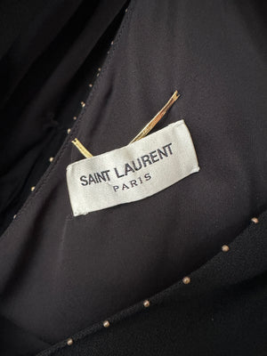 Saint Laurent Black Sleeveless Dress with Small Bronze Studs Size FR 40 (UK 12)