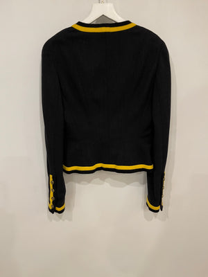 *HOT* Chanel 1994 Vintage Black and Yellow Wool Jacket 
Midi Skirt Set with CC Logo Button Details Size FR 40 (UK 12)