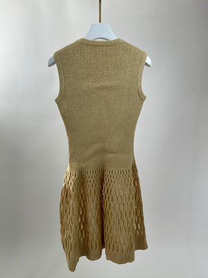 Alaïa Beige Raffia Halter Neck Midi Dress with Mesh Detailing Size FR 38 (UK 10)