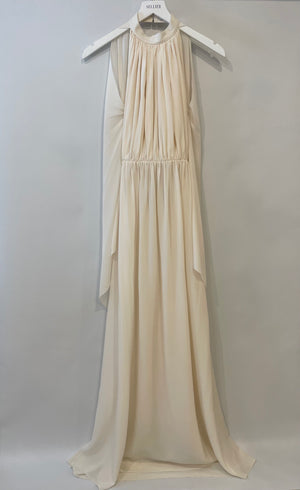 Givenchy Cream Silk Maxi Dress with Sleeve Detail Size FR 34 (UK 6)