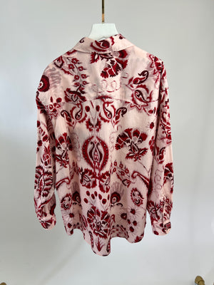 Etro Pink and Red Paisley Printed Long Sleeve Shirt IT 42 (UK 12)