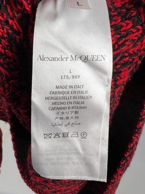 Alexander McQueen Red and Black Wool Knit Jumper with Zip Sleeve Detail Size L (UK 14)