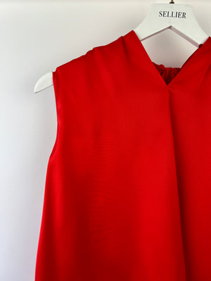 Alexander McQueen Red Silk Halterneck Top with Bow Detail FR 36 (UK 8)