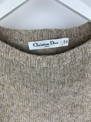 Christian Dior Beige Long Sleeve Cashmere Jumper with Bee Logo Detail Size FR 38 (UK 10)