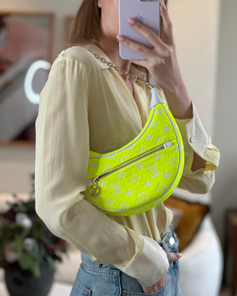 *HOT* Louis Vuitton Neon Yellow Jacquard  Monogram Loop Bag with Champagne Gold Hardware