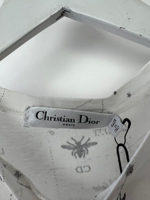 Christian Dior White Star Sign Print Short Sleeve T-Shirt Size S (UK 8)