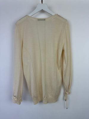 Christian Dior Boutique Fine Knit Long Sleeve V-Neck Top With Lace Up Detail FR 40 (UK 12)