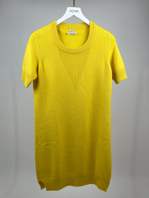 Hermès Canary Yellow Short Sleeve Jumper Dress with H Logo Detail FR 40 (UK 12)