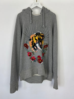 Gucci Grey 
Blind For Love
 Hoodie With Embroidery and Distressed Details Size S (UK 8)