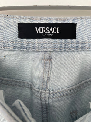 Versace Light Blue Denim Medusa 
95 Jeans with Silver Logo Detail IT 25 (UK 6) RRP £830