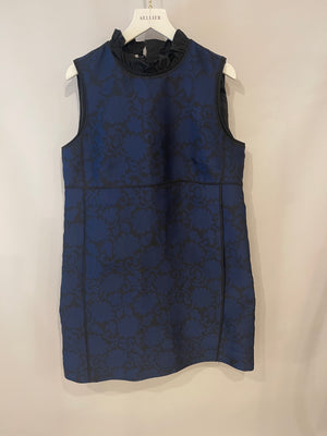 Louis Vuitton Navy and Black Silk Jacquard Printed Sleeveless Dress Size FR 40 (UK 12)