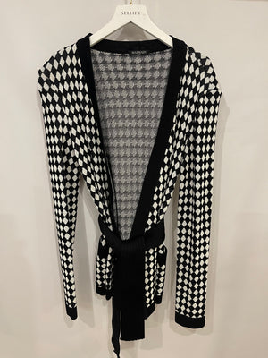 Balmain Black and White Checked Cardigan with Belt Size FR 36 (UK 8)