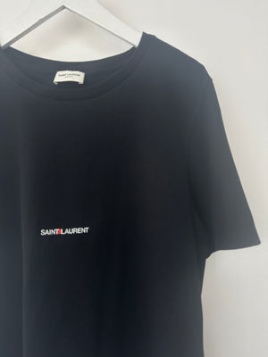 Saint Laurent Black Cotton Logo T-Shirt Size Medium (UK 10)