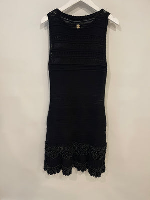 Roberto Cavalli Black Mini Dress with Gold Thread Detailing Size IT 42 (UK 10)