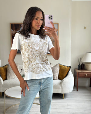 Christian Dior White Around-The-World Butterfly T-Shirt FR 38 (UK 10)