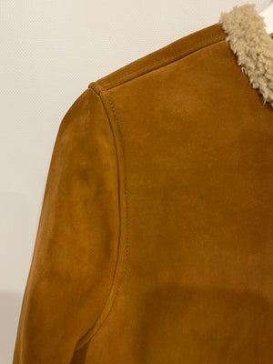 Rosaé Brown Suede Jacket Coat with Shearling Detail Size FR 36 (UK 8) RRP £450