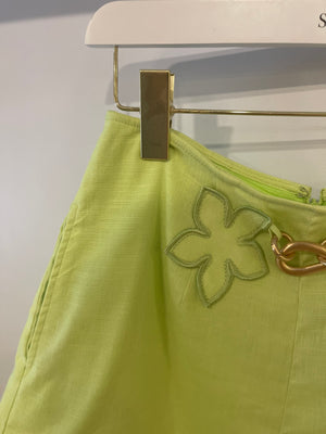 Cult Gaia Light Green Top and Short Set with Floral and Chain Details Size US 2-4 (UK 6-8)