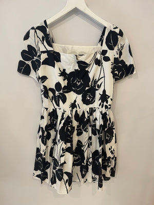 Dolce 
Gabbana Black and White Floral Printed Mini Dress Size IT 44 (UK 12)