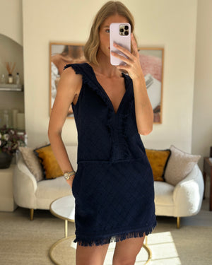 *FIRE PRICE* Chanel Navy Sleeveless Towel Beach Dress with Hood Size FR 36 (UK 8)