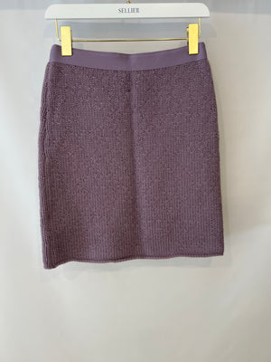 Bottega Veneta Lavender Crochet Pompom Top and Skirt Set Size S/M (UK 8/10) RRP £1,950