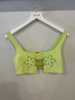 Cult Gaia Light Green Top and Short Set with Floral and Chain Details Size US 2-4 (UK 6-8)