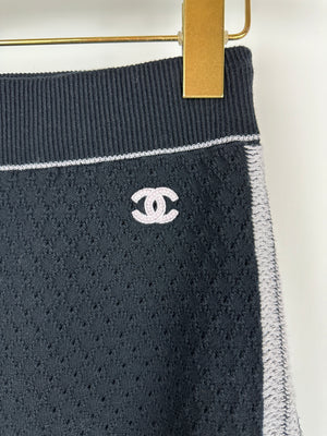 Chanel Black and White Crochet Knit High-Waist Short with CC Logo Detail Size FR 36 (UK 8)